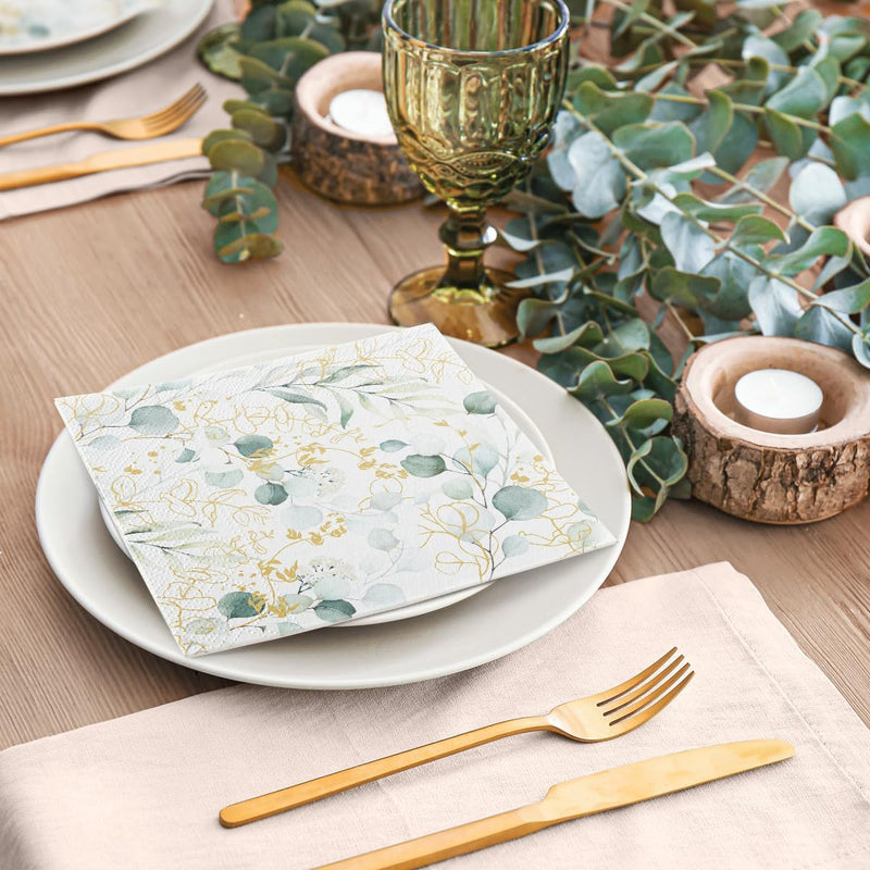 Paw Napkins - Pack of 20 - Golden Eucalyptus - 33x33cm