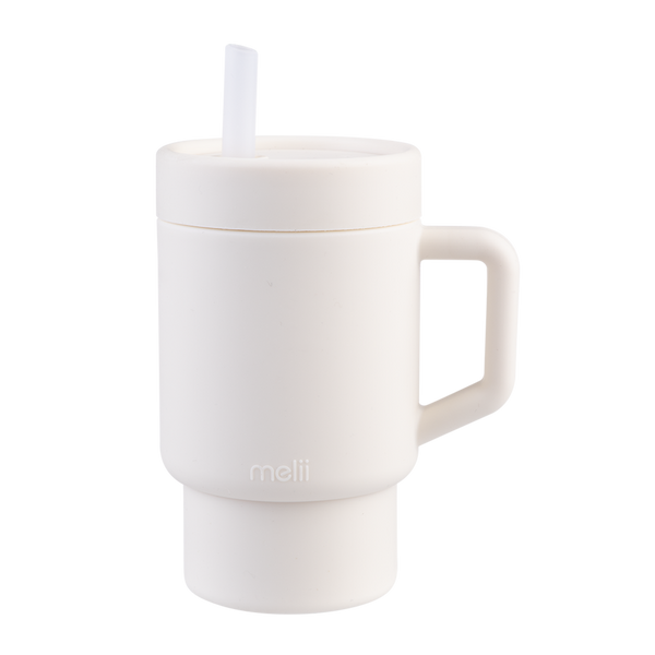 Melii Luxe Silicone Tumbler With Straw 290ml - Ivory - 290ml