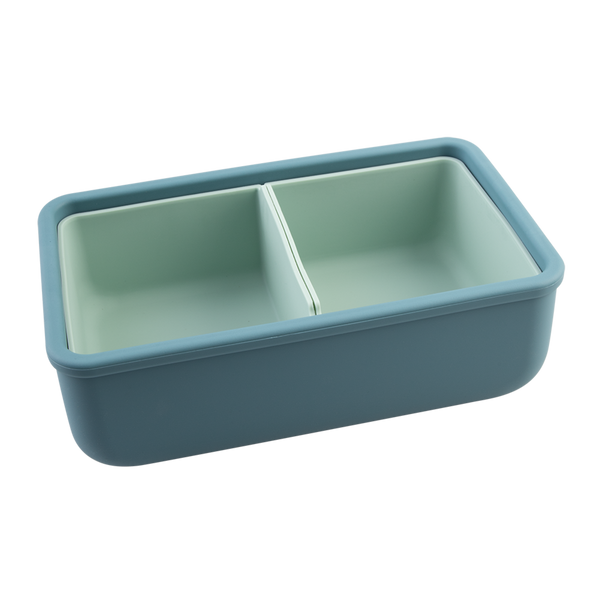 Melii Luxe Silicone Bento Box With Silicone Dividers - 2 Compartments - Blue Mint - 700ml