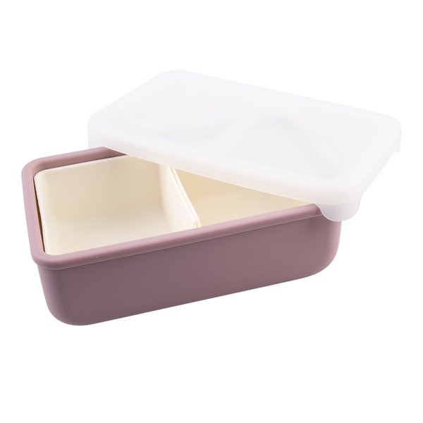 Melii Luxe Silicone Bento Box With Silicone Dividers - 2 Compartments - Pink-Ivory - 700ml