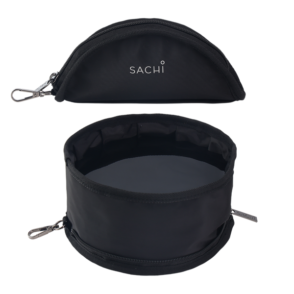 Sachi Pupbowl Portable Folding Dog Bowl - Black
