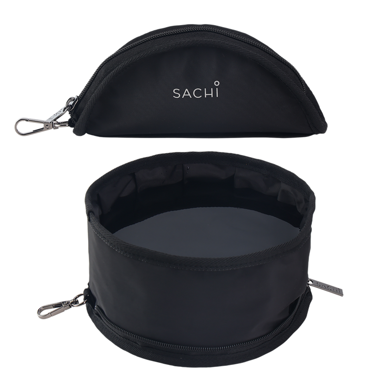 Sachi Pupbowl Portable Folding Dog Bowl - Black