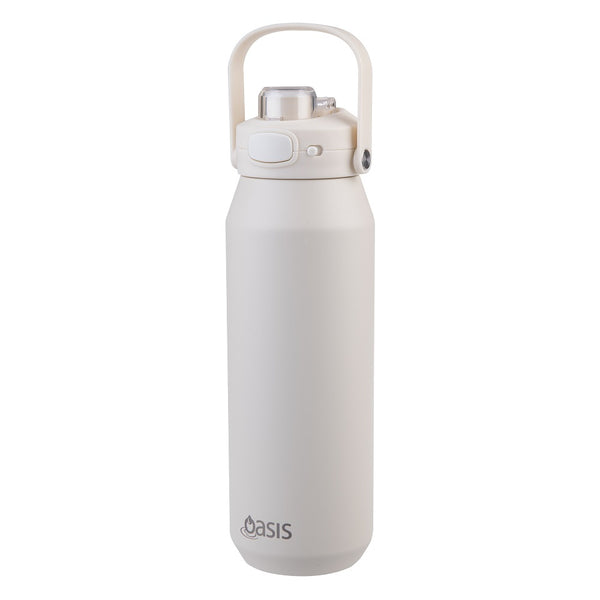 Oasis Ceramic Stainless Steel Triple Wall Insulated Capri Drink Bottle with Quick Release Lid 750ml - Alabaster