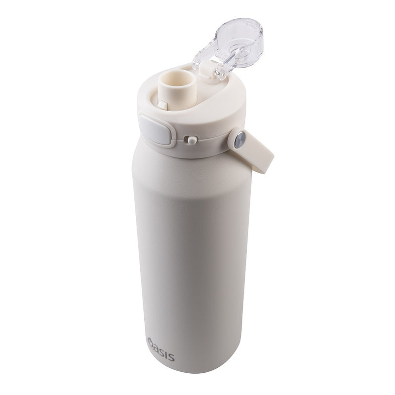 Oasis Ceramic Stainless Steel Triple Wall Insulated Capri Drink Bottle with Quick Release Lid 750ml - Alabaster