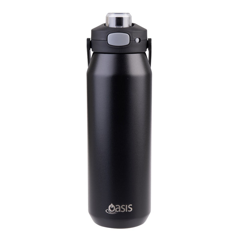 Oasis Ceramic Stainless Steel Triple Wall Insulated Capri Drink Bottle with Quick Release Lid 750ml - Black