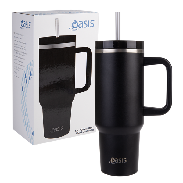 Oasis Stainless Steel Double Wall Insulated "Commuter" Travel Tumbler 1.2L - Black