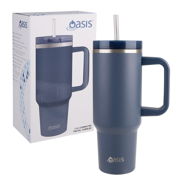 Oasis Stainless Steel Double Wall Insulated "Commuter" Travel Tumbler 1.2L - Indigo