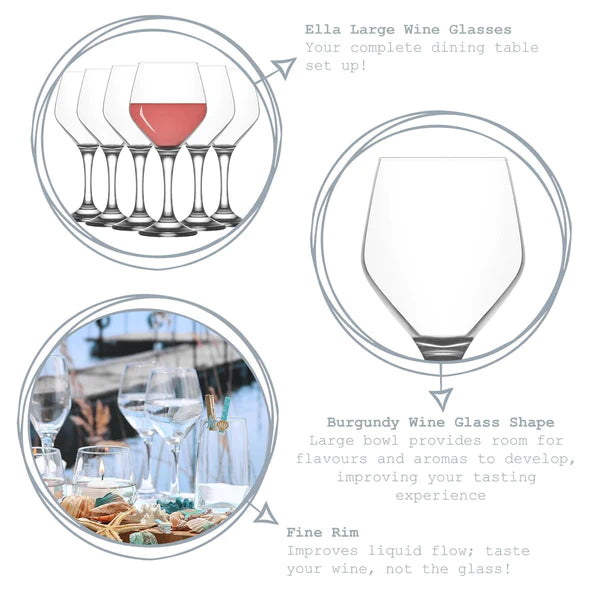 Ella Wine Glasses 450ml - Set of  6 - LAV (Made in Turkey)