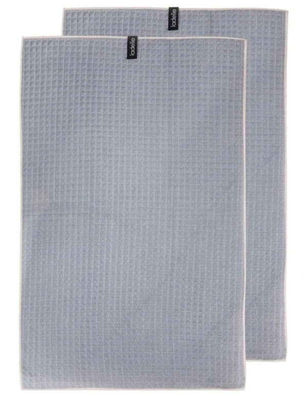 Ladelle Mega Waffle Microfibre 2pk Kitchen Towel Set - Grey