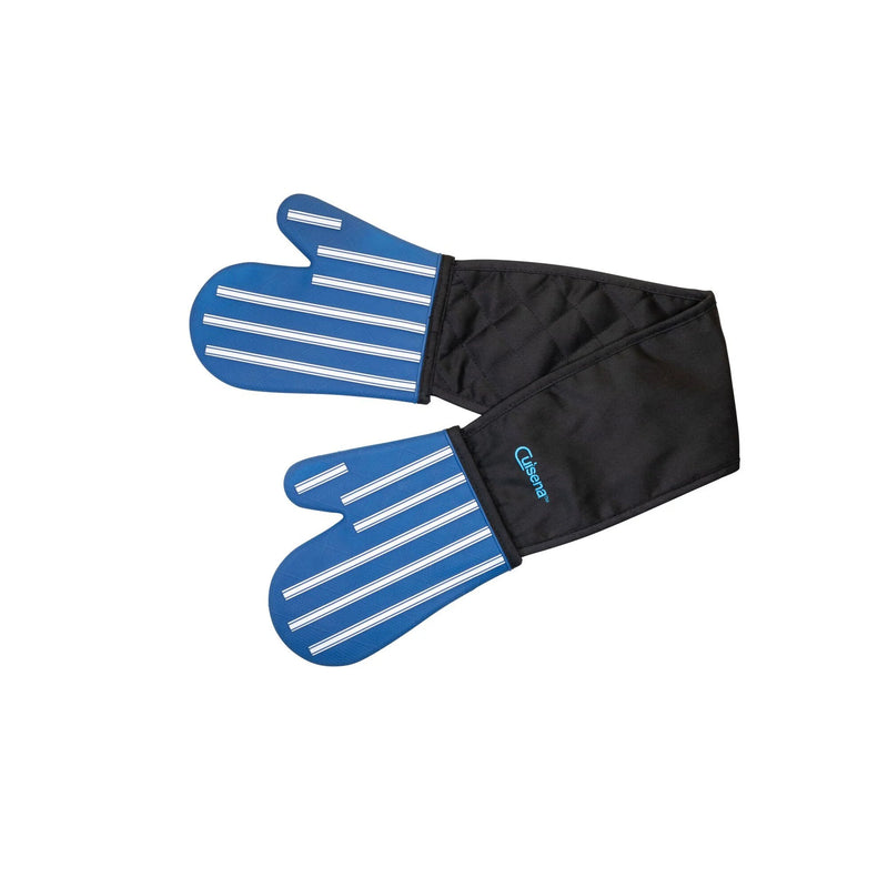 Cuisena Silicone Fabric Double Oven Glove - Blue Stripe