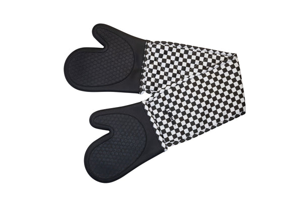 Cuisena Silicone Fabric Double Oven Glove - Black Check