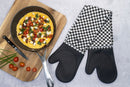 Cuisena Silicone Fabric Double Oven Glove - Black Check