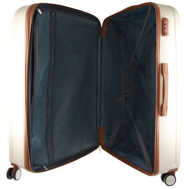 Pierre Cardin Hard Shell 4 Wheel Suitcase - Medium - White - Expandable