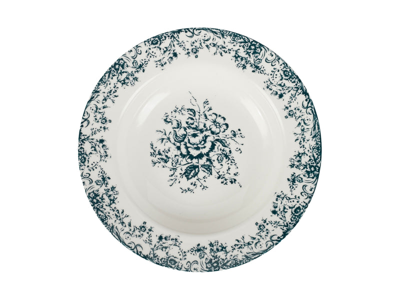 Casa Domani  Rosetta Rim Soup Bowl Antique Blue - 23x3.5cm