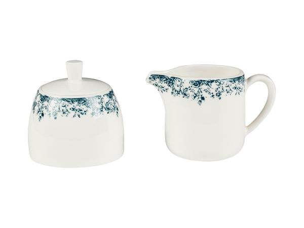 Casa Domani Rosetta Sugar & Creamer Set Antique Blue - Gift Boxed