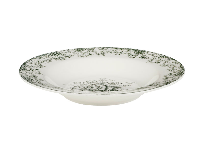 Casa Domani Rosetta Rim Soup Bowl  Antique Green  - 23x3.5cm