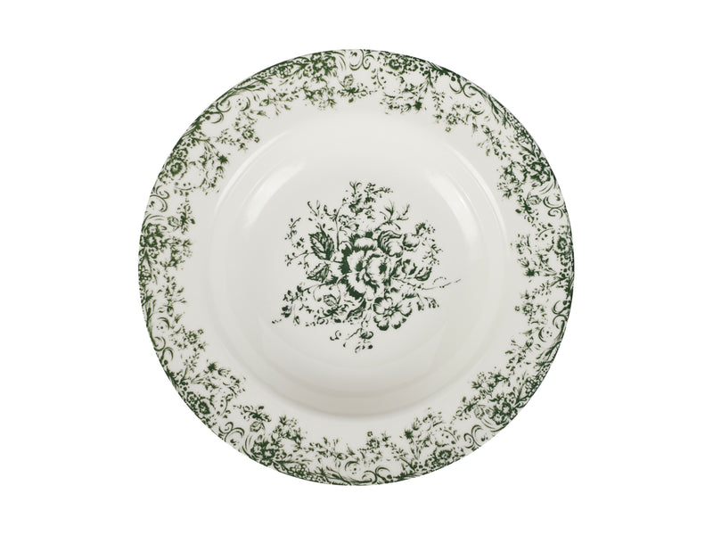 Casa Domani Rosetta Rim Soup Bowl  Antique Green  - 23x3.5cm