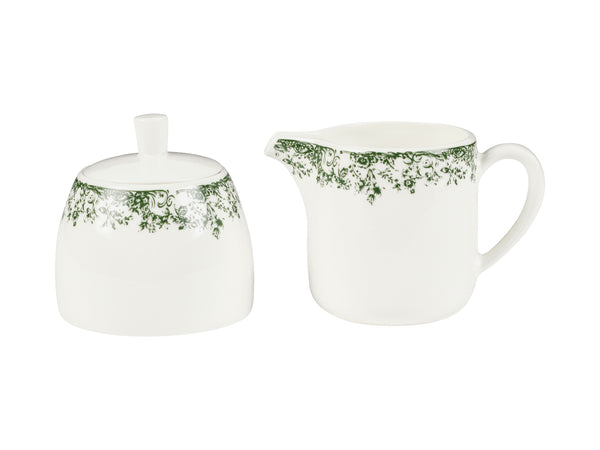 Casa Domani Rosetta Sugar & Creamer Set Antique Green - Gift Boxed
