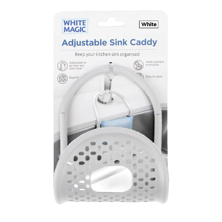 White Magic Sink Caddy Adjustable 11x26cm - White