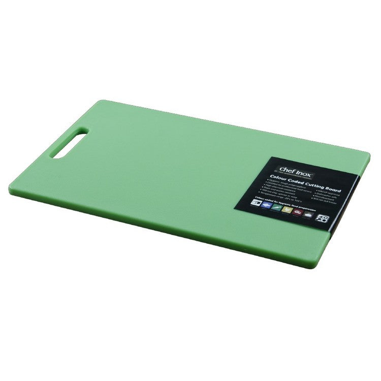 Chef Inox Colour Coded Cutting Board With Handle - Green – 30x45x1.3cm