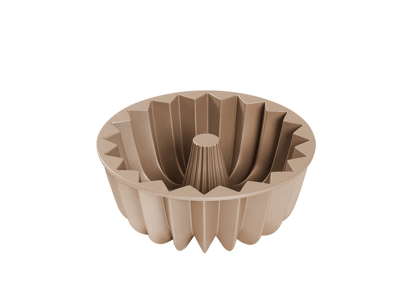 Bakers Secret Fluted French Wreath Non-Stick Cast Aluminium Fluted Pan - Champagne - Gift Boxed - 22.5x10cm
