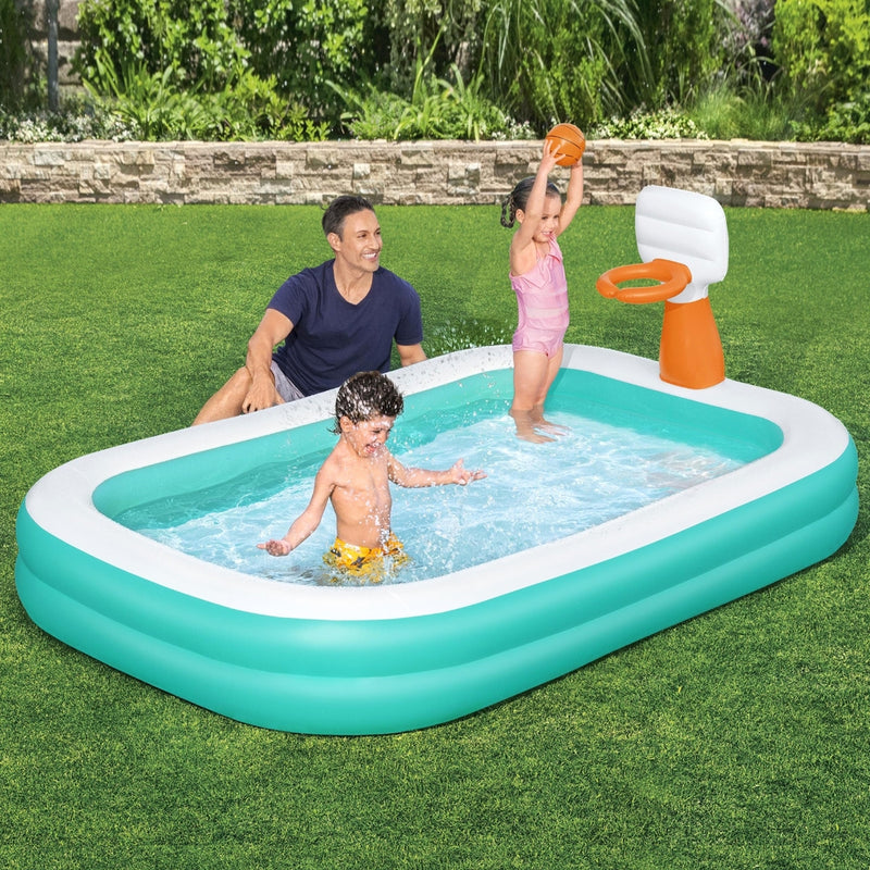 Bestway Kids Inflatable Pool Above Ground Play Pools Basketball Hoop 251x168cm