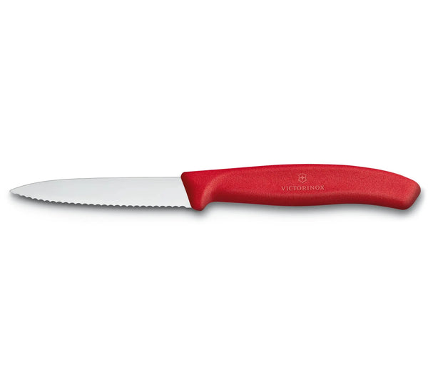 Victorinox Paring Knife Pointed Tip Wavy Edge 8cm - Red