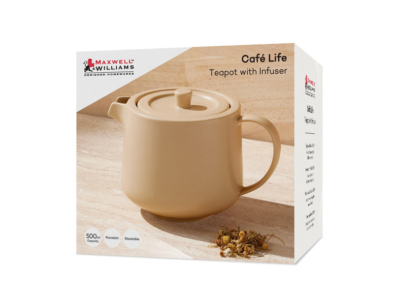 Maxwell & Williams Cafe Life Teapot With Infuser 500ml - Sand