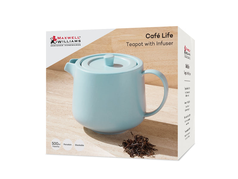 Maxwell & Williams Cafe Life Teapot With Infuser 500ml - Cloud