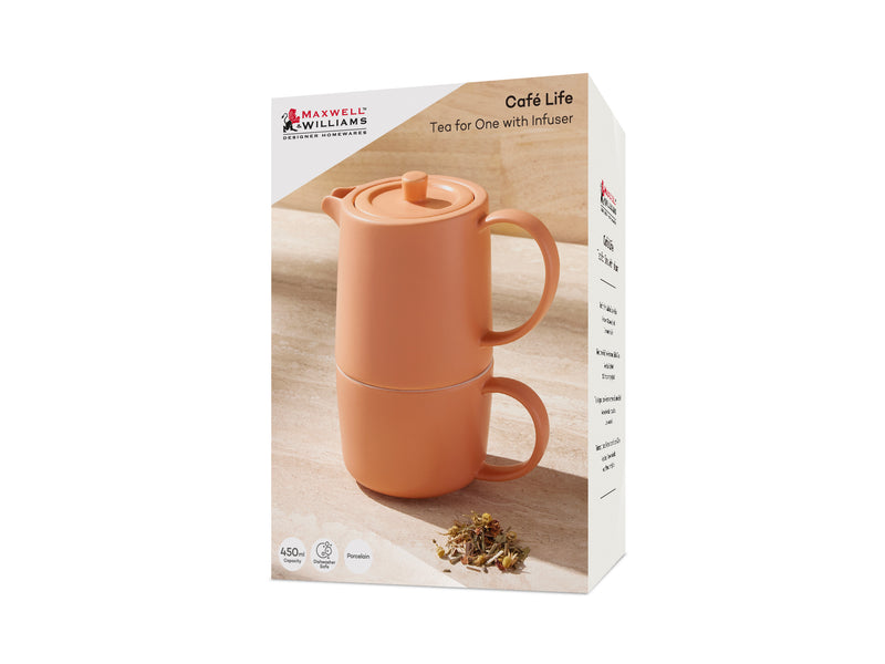 Maxwell & Williams Cafe Life Tea for One With Infuser 450ml - Apricot