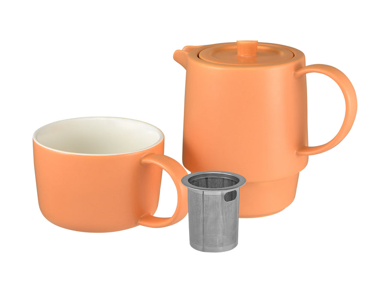 Maxwell & Williams Cafe Life Tea for One With Infuser 450ml - Apricot