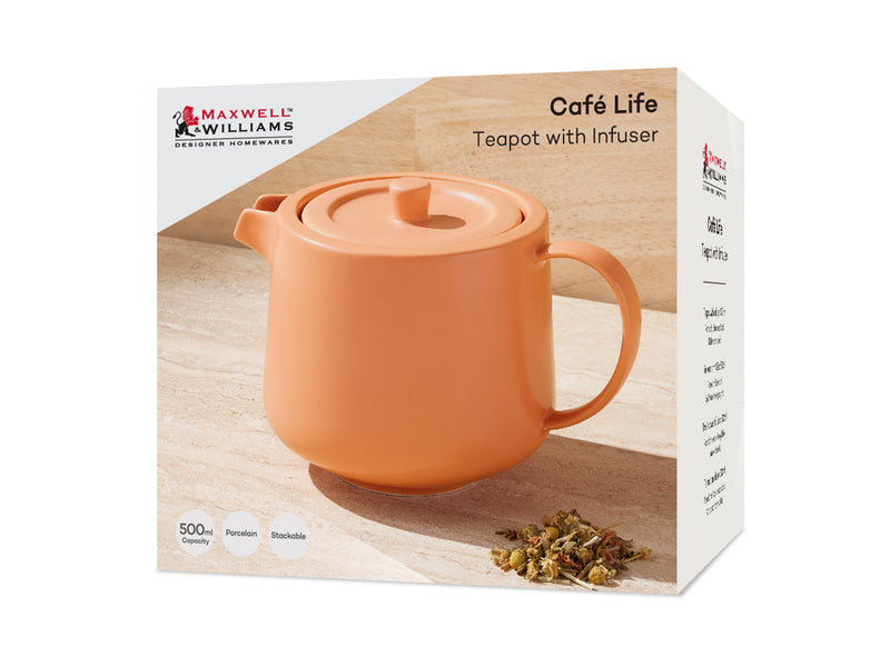 Maxwell & Williams Cafe Life Teapot With Infuser 500ml - Apricot