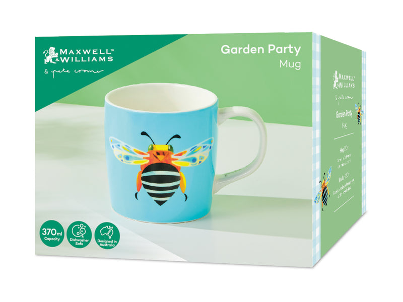 Maxwell & Williams Pete Cromer Garden Party Mug 370ml - Blue Banded Bee