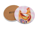 Maxwell & Williams Pete Cromer Barn Friends Ceramic Round Coaster 10cm - Pink Chook