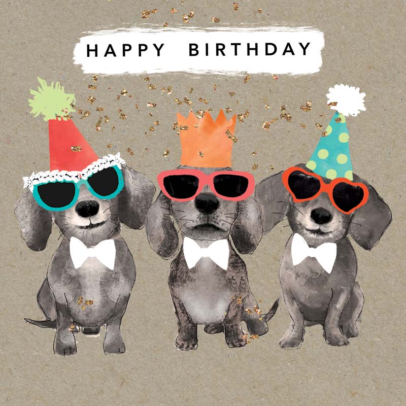 Happy Birthday - Dachshunds - Notecard - 10x10cm