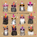 Happiest Of Birthdays - Cool Cats - Card 15.5x15.5cm