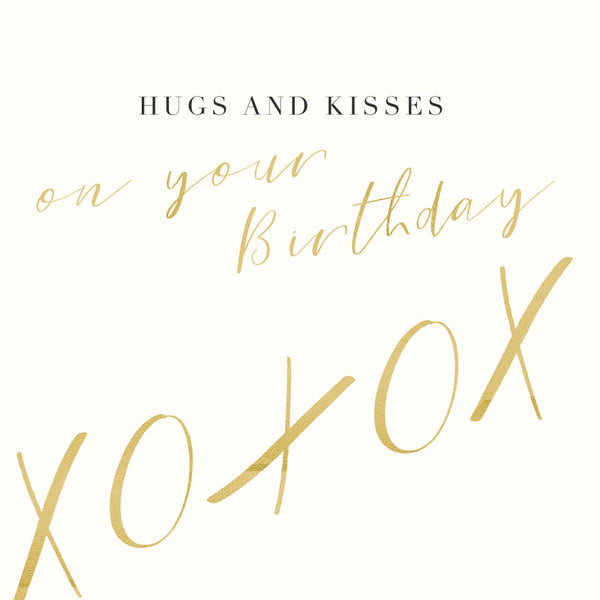 Hugs And Kisses On Your Birthday xoxox - Card 15.5x15.5cm