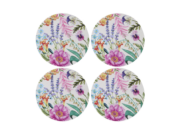 Maxwell & Williams Botanica Round Cork Back Coasters - Set of 4 Gift Boxed - 10cm