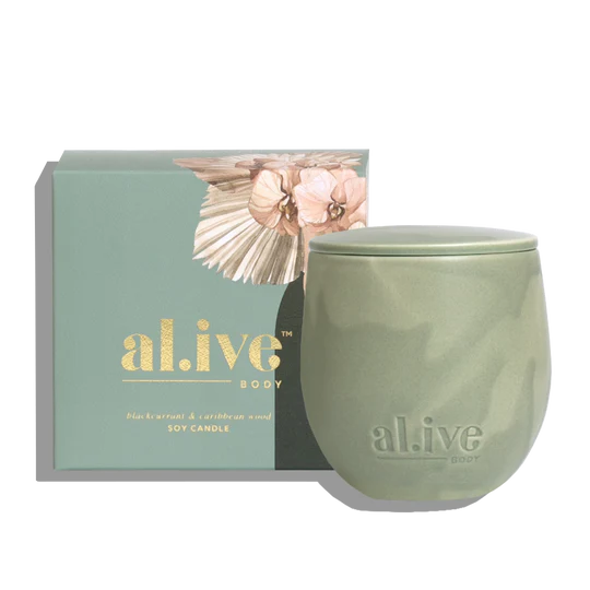 al.ive Blackcurrant & Caribbean Wood Soy Candle - 295g (Made in Australia)