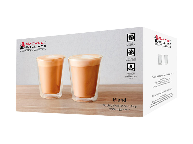 Maxwell & Williams Blend Double Wall Conical Cups Set of 2 - 200ml