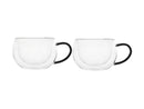 Maxwell & Williams Blend Noir Double Wall Glass Mugs 270ml - Set of 2