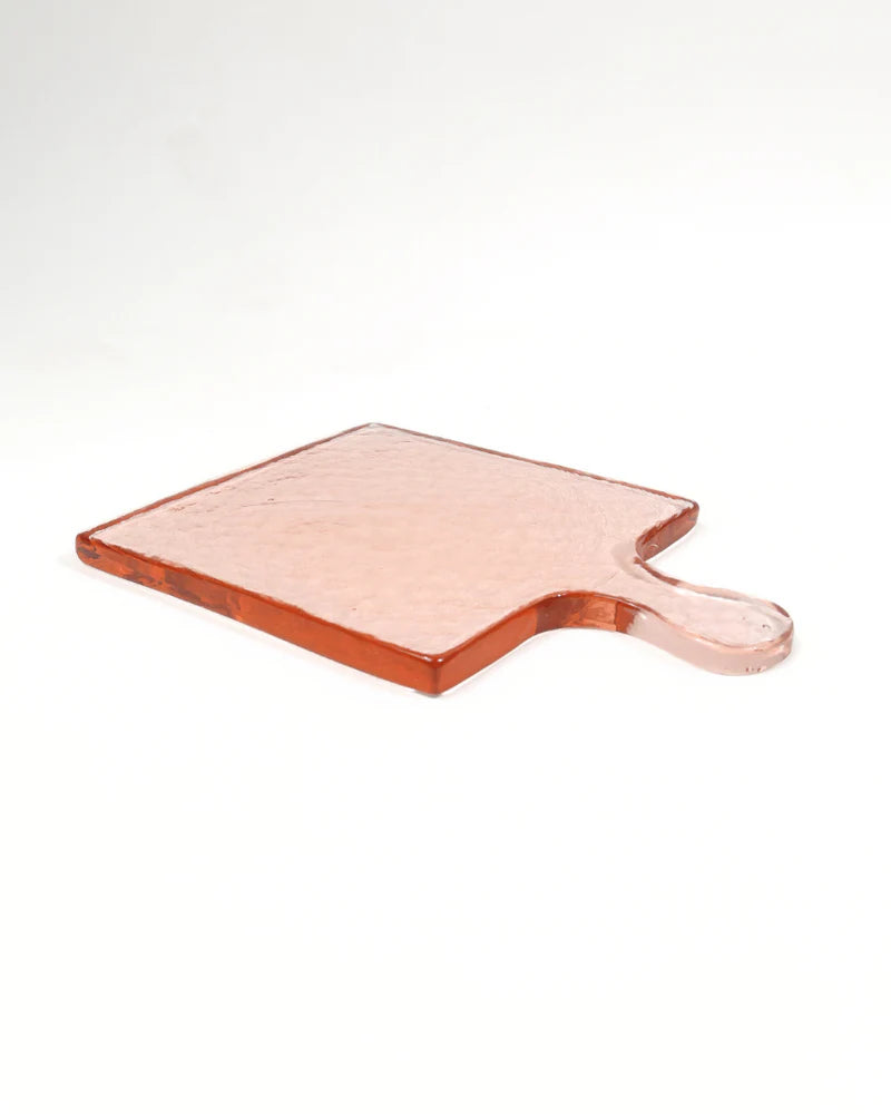 Hammered Glass Square Serving Board 18x25cm - Blush