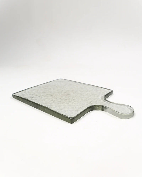 Hammered Glass Square Serving Board 18x25cm - Clear