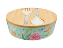 Maxwell & Williams Botanica Melamine Bowl With Lid  & Salad Servers - 25x9cm