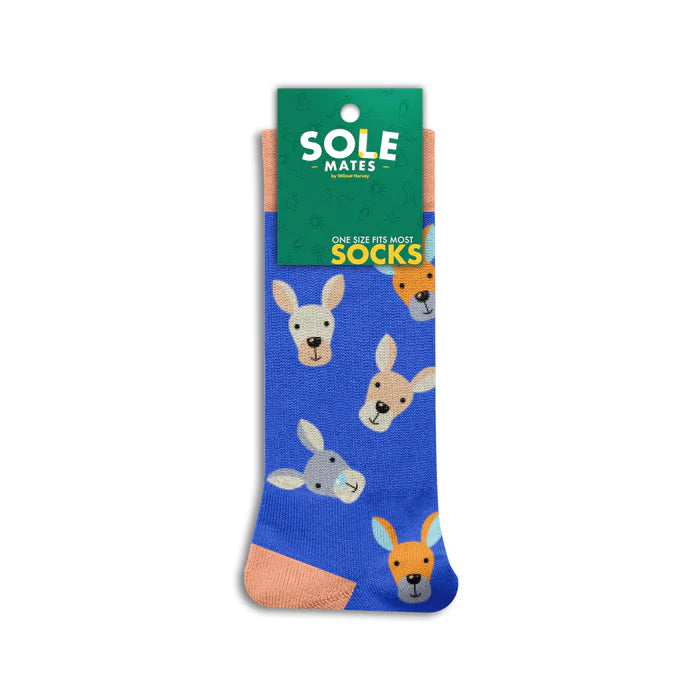 Kangaroo Heads Sole Mates Socks - Navy