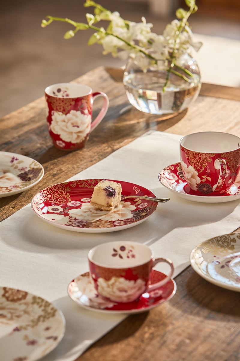 Maxwell & Williams Kimono Breakfast Cup & Saucer 480ml Gift Boxed - Red