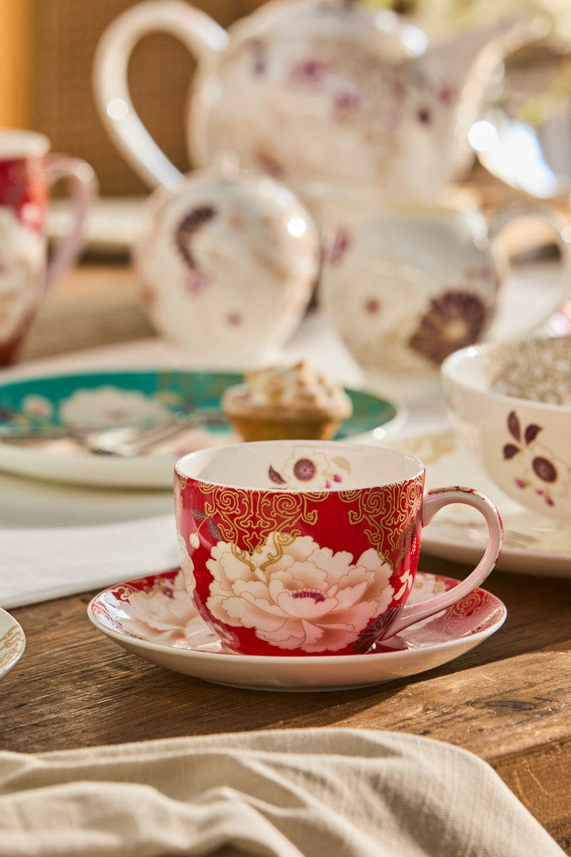 Maxwell & Williams Kimono Cup & Saucer 300ml Gift Boxed - Red