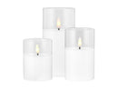 Maxwell & Williams Let's Get Lit LED Flameless Wax Candles In Glass Hurricanes - Set of 3 - Clear