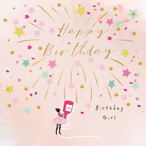 Happy Birthday Birthday Girl -Party Popper - Card 15.5x15.5cm