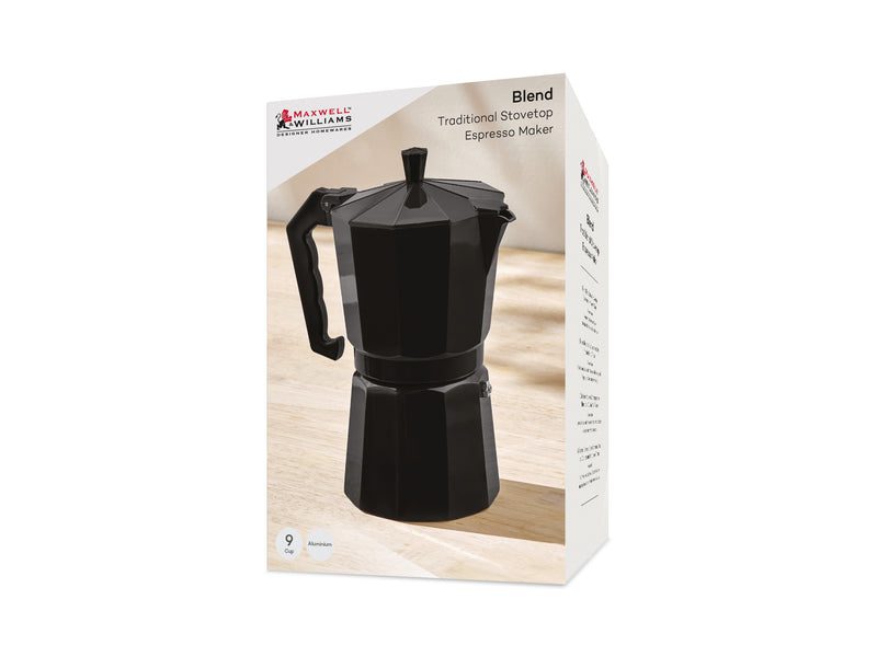 Maxwell & Williams Blend Traditional Stovetop Espresso Maker 9cup - Black